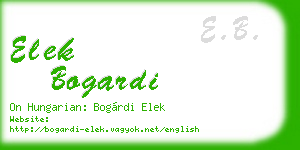 elek bogardi business card